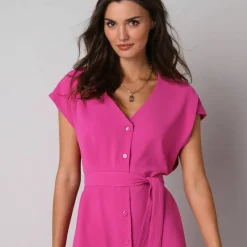 Robe longue boutonnée effet froissé naturel