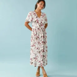 Robe longue boutonnée imprimée, Spécial Petites