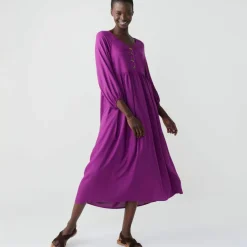 Robe longue boutonnée, unie