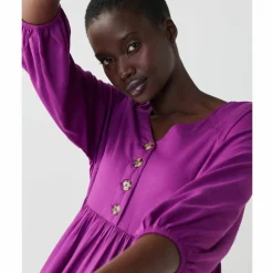 Robe longue boutonnée, unie