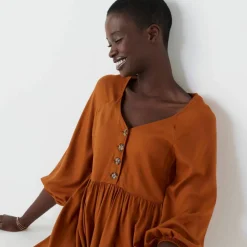 Robe longue boutonnée, unie