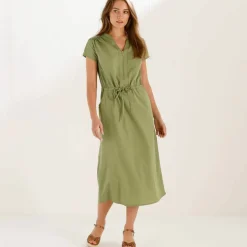 Robe longue en coton délavé