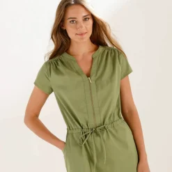 Robe longue en coton délavé