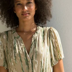 Robe longue en crépon, imprimée