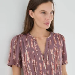 Robe longue en crépon, imprimée