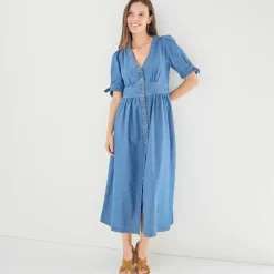 Robe longue en denim, évasée