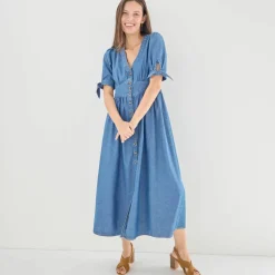 Robe longue en denim, évasée
