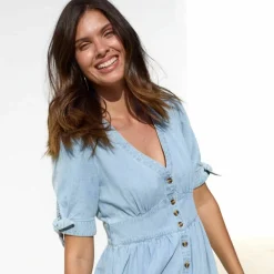 Robe longue en denim, évasée