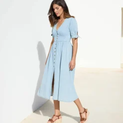 Robe longue en denim, évasée