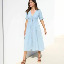 Robe longue en denim, évasée