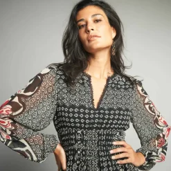 Robe longue en voile, imprimé ethnique