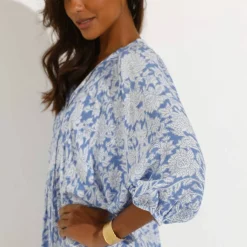 Robe longue imprimée, crépon