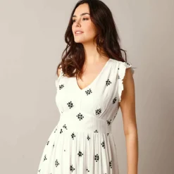 Robe longue imprimée, crépon