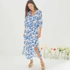 Robe longue imprimée, dos fantaisie