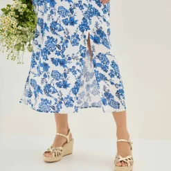Robe longue imprimée, dos fantaisie