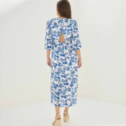 Robe longue imprimée, dos fantaisie