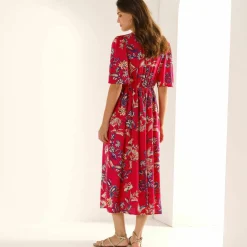 Robe longue imprimée, détails sequins