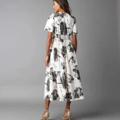 Robe longue imprimée, manches évasées