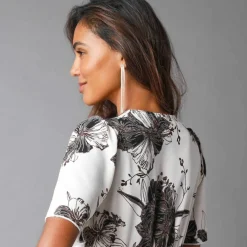 Robe longue imprimée, manches évasées