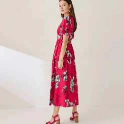 Robe longue imprimée, manches évasées