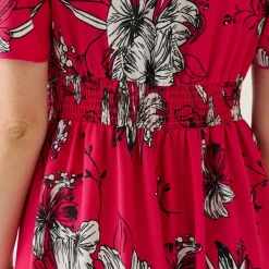 Robe longue imprimée, manches évasées