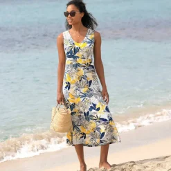 Robe longue imprimée sans manches