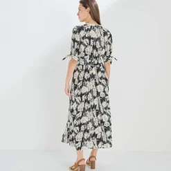 Robe longue imprimée, évasée