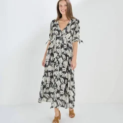Robe longue imprimée, évasée