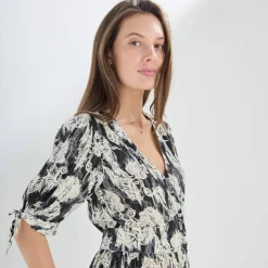 Robe longue imprimée, évasée