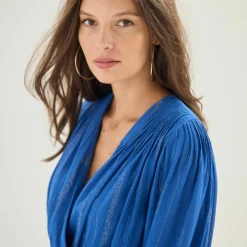 Robe longue "portefeuille" en crépon, doublée