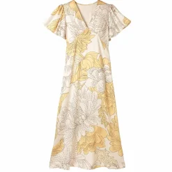 Robe longue satinée, imprimé floral