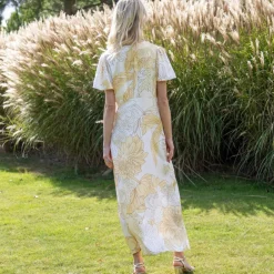 Robe longue satinée, imprimé floral