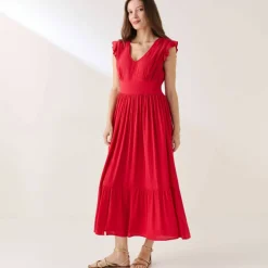Robe longue unie sans manches