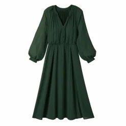 Robe longue évasée, manches blousantes