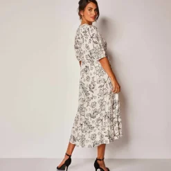 Robe longue volantée imprimée