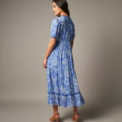 Robe longue volantée imprimée