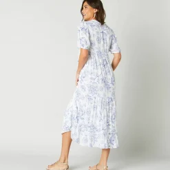 Robe longue volantée imprimée