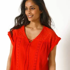 Robe macramé, crépon coton