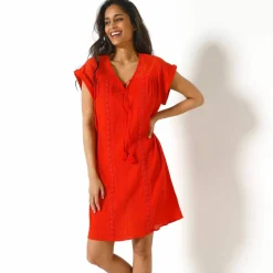 Robe macramé, crépon coton