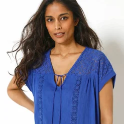 Robe macramé, crépon coton