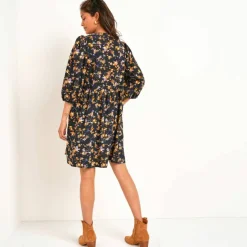Robe manches blousantes, imprimé fleuri