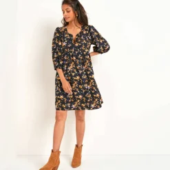Robe manches blousantes, imprimé fleuri