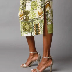 Robe mi-longue imprimée, manches courte
