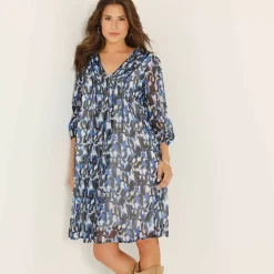 Robe à plis voile imprimé