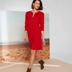 Robe pull boutonnée, manches longues