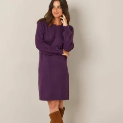 Robe pull finition écailles, maille fantaisie