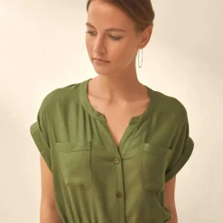 Robe saharienne unie boutonnée