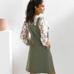 Robe salopette évasée, bretelles à nouer