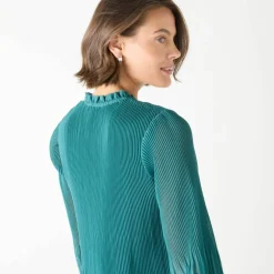 Robe unie mi longue, voile plissé