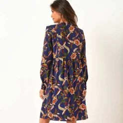 Robe évasée, crêpe imprimé